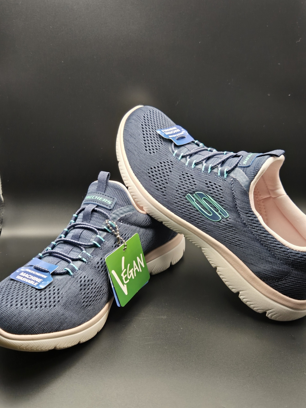 Skechers Women's Navy and Pink Slip-On Athletic Sneakers Sz 8.5